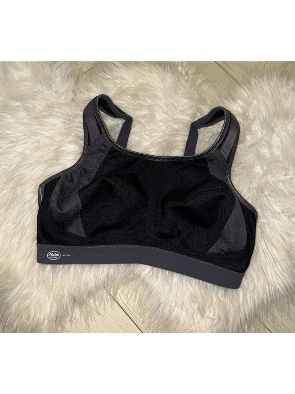 Anita Active Extreme Control Plus Sports Bra Unlined WF Womens 36F Black Gray